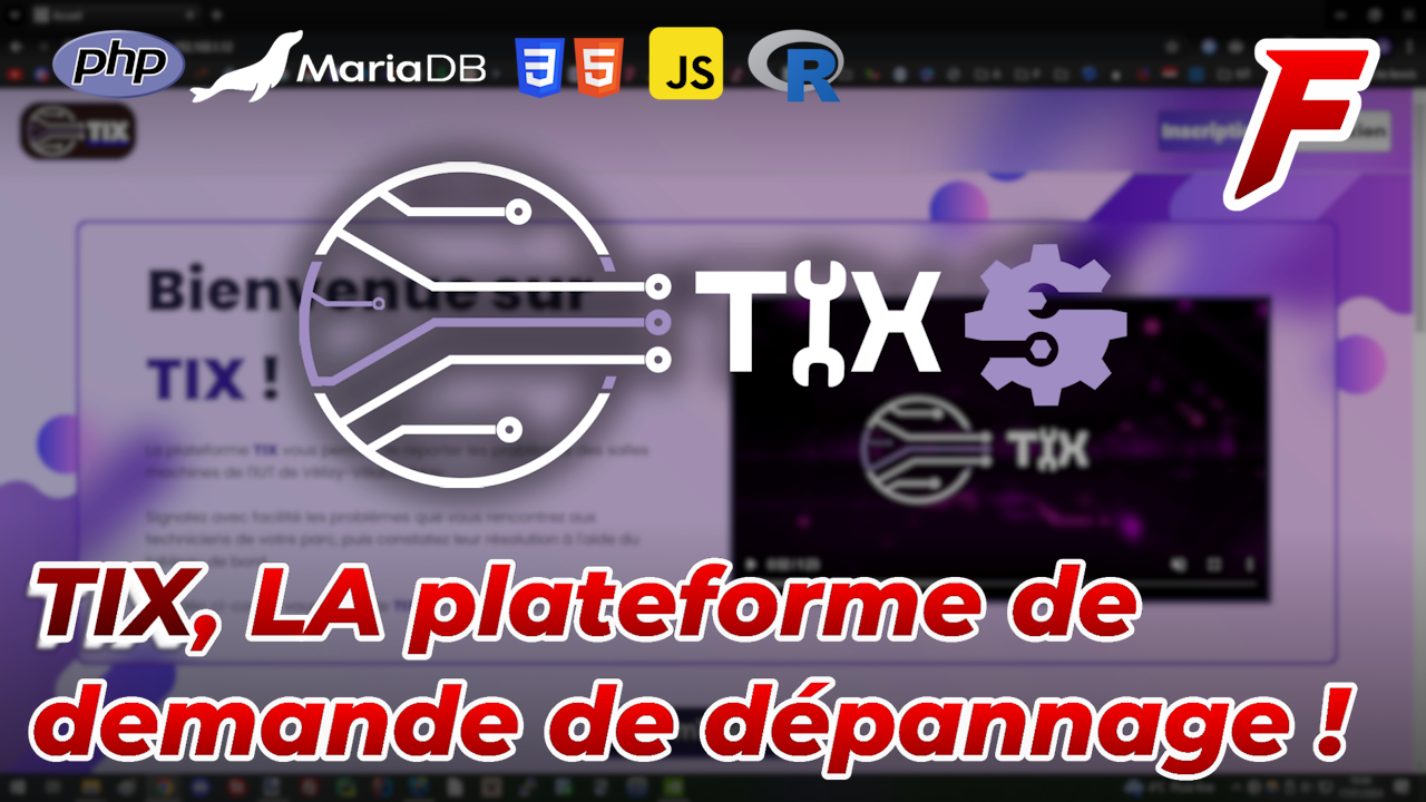 Miniature du projet : TIX, LA plateforme de demande dépannage ! en PHP, JavaScript, HTML, CSS, SQL (MariaDB), R
