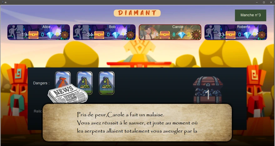 Mode graphique : Texte informant les joueurs d'un accident