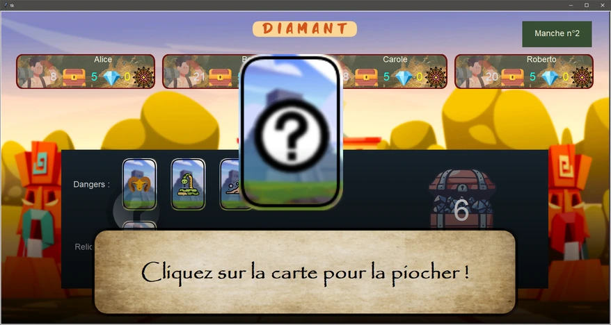 Mode graphique : Message tirer une carte