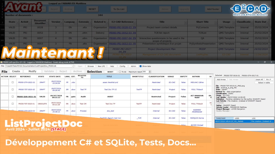Miniature du projet : Le ListProjectDoc d'origine en VBA vs le ListProjectDoc actuel en C#
